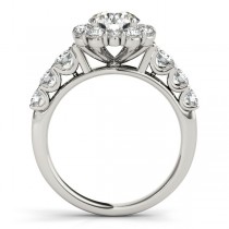 Diamond Frame Engagement Ring, Flower Design 14k White Gold 2.10ct