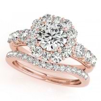 Diamond Accented Halo Bridal Set in 14k Rose Gold (2.30ct)
