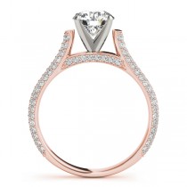 Diamond Accented Engagement Ring Setting 18K Rose Gold (0.52ct)