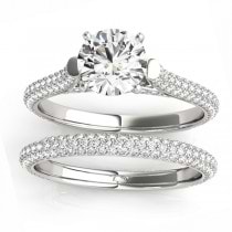 Diamond Accented Bridal Set Setting 18K White Gold (1.02ct)