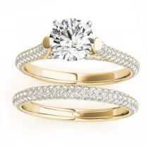 Diamond Accented Bridal Set Setting 18K Yellow Gold (1.02ct)