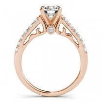 Semi Eternity Diamond Engagement Ring Cathedral 14k Rose Gold 0.38ct