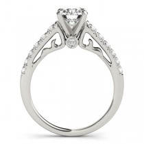 Semi Eternity Diamond Engagement Ring Cathedral 14k White Gold 0.38ct