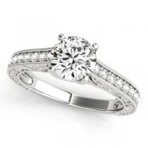 Vintage Round Cut Diamond Engagement Ring 18k White Gold (2.25ct)