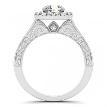Diamond Halo Flower Engagement Ring in 14k White Gold (2.63ct)