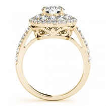 Double Halo Round Cut Diamond Engagement Ring 18k Yellow Gold (2.00ct)
