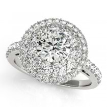 Double Halo Diamond Engagement Ring Bridal Set 18k White Gold (2.33ct)