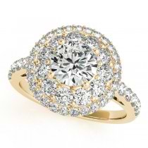 Double Halo Diamond Engagement Ring Bridal Set 18k Yellow Gold (2.33ct)
