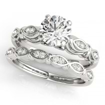 Vintage Solitaire Engagement Ring Bridal Set 14k White Gold (2.15ct)