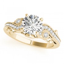 Vintage Swirl Diamond Engagement Ring Bridal Set 18k Yellow Gold 2.25ct