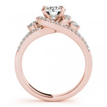 Split Shank Halo Diamond Engagement Ring Setting 14k Rose Gold 0.75ct