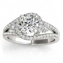 Diamond Split Shank Engagement Ring Twisted 18k White Gold (0.75ct)