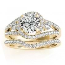 Diamond Engagement Ring Setting & Wedding Band 14k Yellow Gold 1.00ct