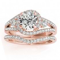 Diamond Split Shank Engagement Ring Setting & Band 18k Rose Gold 1.00ct