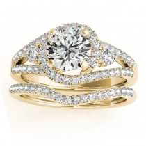 Diamond Split Shank Engagement Ring Setting & Band 18k Y. Gold 1.00ct