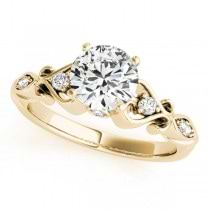 Round Diamond & Heart Engagement Ring Bridal Set 14k Yellow Gold (2.15ct)