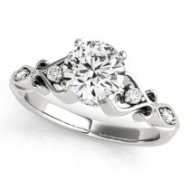 Round Diamond & Heart Engagement Ring Bridal Set 18k White Gold (2.15ct)