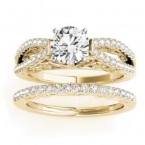 Diamond Split Shank Bridal Set Setting 14K Yellow Gold (0.55ct)