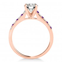 Diamond & Amethyst Single Row Engagement Ring 14k Rose Gold (0.11ct)