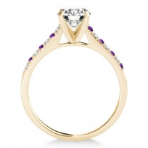 Diamond & Amethyst Single Row Engagement Ring 14k Yellow Gold (0.11ct)