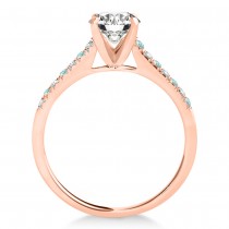 Diamond & Aquamarine Single Row Engagement Ring 18k Rose Gold (0.11ct)