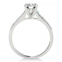 Diamond & Aquamarine Single Row Engagement Ring Palladium (0.11ct)