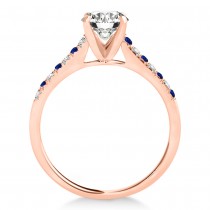 Diamond & Blue Sapphire Single Row Engagement Ring 18k Rose Gold (0.11ct)