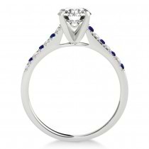 Diamond & Blue Sapphire Single Row Engagement Ring Palladium (0.11ct)