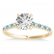 Diamond & Blue Topaz Single Row Engagement Ring 14k Yellow Gold (0.11ct)