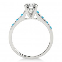Diamond & Blue Topaz Single Row Engagement Ring 18k White Gold (0.11ct)