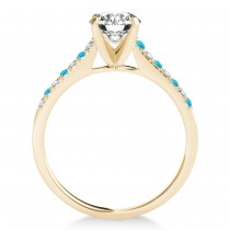 Diamond & Blue Topaz Single Row Engagement Ring 18k Yellow Gold (0.11ct)