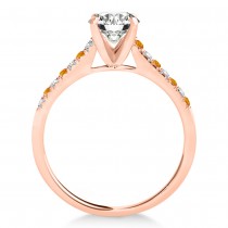 Diamond & Citrine Single Row Engagement Ring 14k Rose Gold (0.11ct)