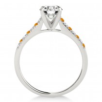Diamond & Citrine Single Row Engagement Ring 14k White Gold (0.11ct)