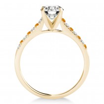 Diamond & Citrine Single Row Engagement Ring 18k Yellow Gold (0.11ct)