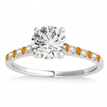 Diamond & Citrine Single Row Engagement Ring Platinum (0.11ct)