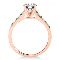 Diamond & Emerald Single Row Engagement Ring 18k Rose Gold (0.11ct)