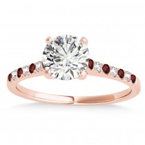 Diamond & Garnet Single Row Engagement Ring 14k Rose Gold (0.11ct)