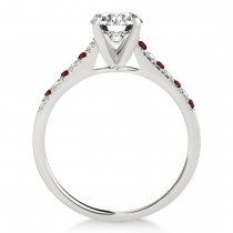 Diamond & Garnet Single Row Engagement Ring 14k White Gold (0.11ct)