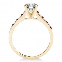 Diamond & Garnet Single Row Engagement Ring 14k Yellow Gold (0.11ct)