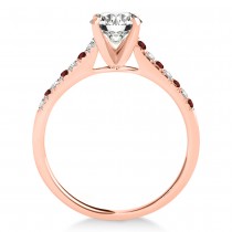 Diamond & Garnet Single Row Engagement Ring 18k Rose Gold (0.11ct)