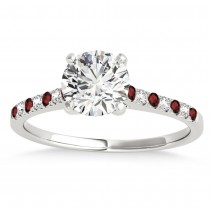 Diamond & Garnet Single Row Engagement Ring Palladium (0.11ct)