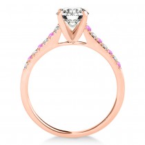 Diamond & Pink Sapphire Single Row Engagement Ring 14k Rose Gold (0.11ct)