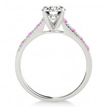 Diamond & Pink Sapphire Single Row Engagement Ring 18k White Gold (0.11ct)