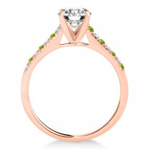 Diamond & Peridot Single Row Engagement Ring 14k Rose Gold (0.11ct)