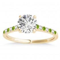 Diamond & Peridot Single Row Engagement Ring 14k Yellow Gold (0.11ct)