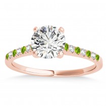 Diamond & Peridot Single Row Engagement Ring 18k Rose Gold (0.11ct)