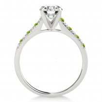 Diamond & Peridot Single Row Engagement Ring 18k White Gold (0.11ct)