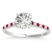 Diamond & Ruby Single Row Engagement Ring 14k White Gold (0.11ct)