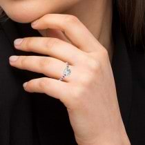Diamond & Ruby Single Row Engagement Ring 14k White Gold (0.11ct)