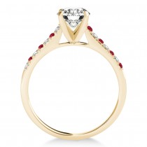 Diamond & Ruby Single Row Engagement Ring 14k Yellow Gold (0.11ct)
